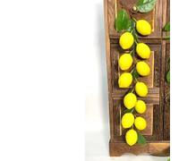 Strisce realistiche in rattan di limone artificiale per la casa e l'arredamento, 2 pezzi, decorazione floreale gialla per eventi verdi, resistenti allo sbiadimento, lunghezza 50 cm, accento floreale