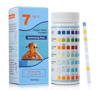 Strisce reattive per piscina 7 in 1 per spa, kit di analisi dell'acqua Aideepen da 100 stick, tester accurato per piscina per pH, durezza, cloro totale, cloro residuo, alcalinità totale, ecc.