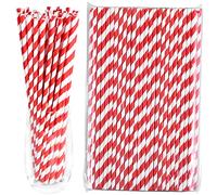 Strisce rosse/bianche 26 x 0,6 cm extra lunghe Cannucce di carta usa e getta 100 pezzi - per bere e artigianato