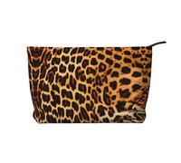Strisce sulla borsa cosmetica del velluto a coste di grande capacità del modello del leopardo, borsa impermeabile alla moda di stoccaggio degli articoli da to, Nero , Taglia unica