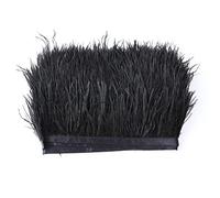 Strisce tessuto con piume struzzo,con piume struzzo,frange con nastro raso per Dream Catcher Crafts,costumi,cappelli,fai te,decorazione per la casa,Halloween,decorazione fai te,2 m,colore nero