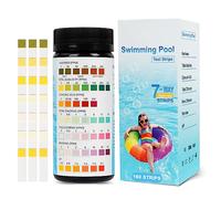 Strisce Test Sette Funzioni, 7 in 1 Test Acqua Piscina 160 Pezzi Misuratore pH Piscina per Test Accurato di Durezza, Alcalinità Totale, Acido Cianurico, Cloro Totale, Cloro Libero, Bromo e pH