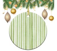 Strisce verticali ad acquerello in colore verde mutted albero di Natale, ornamenti da appendere, 2 pezzi, 7,2 cm, rotondi su entrambi i lati