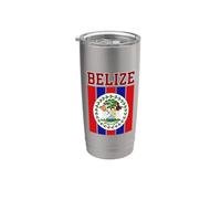 Strisce verticali rosse e blu con sigillo nazionale del Belize Bicchiere termico in acciaio inox doppia parete