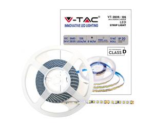 STRISCIA 630 LED Bianco Naturale 4000K 5M VT-2835IP20-126 24v 8 W/m SMD 2835 40W [EEK: D]