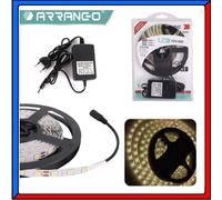 STRISCIA A LED 12V ADESIVA SMD 5050 LUCE BIANCA CALDA 5 metri TV MENSOLE SCALE [EEK: A]