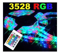 STRISCIA A LED SMD 3528 RGB IP65 5 METRI BOBINA CON ALIMENTATORE E TELECOMANDO