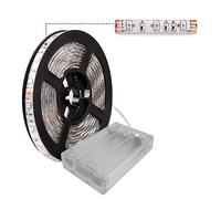 Striscia a LED,Sunboia luce bianca fredda,2m 60LED 6500K IP65 Impermeabile,alimentata a batteria con interruttore per Cucina del gabinetto del salone dello specchio di campeggio