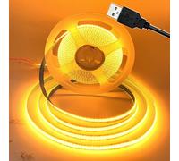 Striscia COB DC 5 V USB 8 mm bianco/rosa/rosso/bianco/giallo/blu/verde/RGB autoadesiva, flessibile, decorazione per la casa, retroilluminazione per TV (giallo, 2 m)