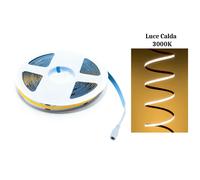 STRISCIA COB LED ADESIVA 5M LUCE CALDA 40W TAGLIABILE FLESSIBILE COB320 12V