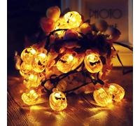 Striscia Da 2M Con 20 Luci LED a Forma Di Zucche 3D Arancioni Alimentate a Batte