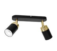 Striscia di 2 faretti mobili, neri e oro, 2xGU10 15W Reno Luminex