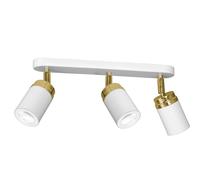 Striscia di 3 faretti orientabili bianchi e oro 3xGU10 15W Reno Luminex