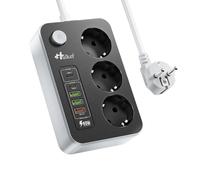 Striscia di alimentazione con USB-C, Striscia di alimentazione multipla PD 20W a ricarica rapida Type-C con 3 uscite e 5 slot USB, cavo di prolunga a spine multiple da 2 metri per l'ufficio domestico