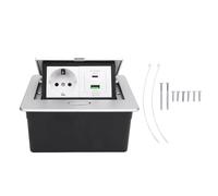 Striscia di alimentazione incassata, cassetta di alimentazione a 2 power con USB C PD 20W Società desktop di ricarica rapi per bancone tavolo d'albergo ufficio, argento