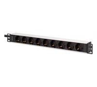 DIGITUS DN-95440 - Presa multipla da 19" - 9 prese - Spina C20 - 1U - 250 V CA 50/60 Hz 16 A 3600 W - Per armadi di rete e server da 19 pollici