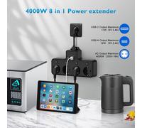 Striscia di Alimentazione Premium 4 Vie con Porte USB e Presa EU Commutabile Sin