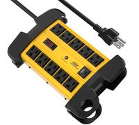 Striscia di alimentazione resistente con USB-C, 10 prese di corrente in metallo con cavo da 6 piedi (2800J), interruttore da 15 A, montaggio a parete, elenco ETL