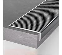 Striscia di bordo per porta in alluminio con naso per scale, 10 cm, extra largo, protezione per gradini interni ed esterni (grigio, L-43/109 cm)