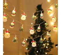 Striscia di luci in plastica da 6 m, luce bianca calda | Babbo Natale e pupazzo di neve, luce bianca calda, alimentazione USB, bassa tensione sicura, uso interno ed esterno