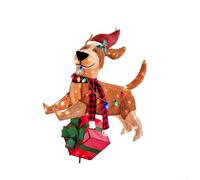 Striscia di luci LED a forma di cane di Natale in acrilico, per esterni e cortile, resistente alle intemperie, illuminazione festiva per prato, sentiero e giardino (2)