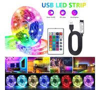 Striscia Di Luci Led Rgb Con Cambio Colore Da 5 V Indoor, Lunghezza Da 3,28ft A 98,4ft, Con Telecomando A 24 Tasti, Utilizzata Per La Decorazione Della Stanza, Della Casa, Della Cucina E Dell'armadio 