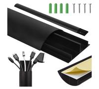 Maclean Canalina per cavi in alluminio, 750 x 62 x 20 mm, profilo semicircolare per HDMI Audio LAN, inclusi accessori di montaggio, per posa a parete e pavimento, sistema a due pezzi (nero, 62 x 20 x