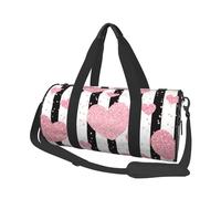 Striscia di paillettes in oro rosa con cuore romantico, Borsone da viaggio di grande capacità Borsa rotonda Borsa da viaggio sportiva Borsa da viaggio Borsa da fitness