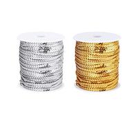 Striscia di Paillettes Piatte 182M OLYCRAFT, Bordo In Paillettes Con Paillettes Da 4 mm, Paillettes In Oro E Argento per Artigianato, Frangia, Cucito E Creazione di Gioielli