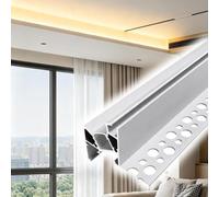 Striscia di plafoniera a LED con copertura in PC, luce di finitura lineare con canale diffusore, modanatura decorativa del profilo for soggiorno, camera da letto, cucina, home theater(20m/65.6ft)