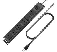 Striscia di potere magnetica fissata al muro sotto il computer 6 prese protezione contro le sovratensioni in metallo lungo resistente garage tavolo da gioco sul posto di lavoro