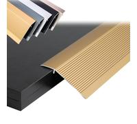 Striscia di rifinitura for bordi da 35", altezza rampa della porta 2/5"-2", striscia transizione soglia del raccoglitore giunzioni, alluminio(Gold,L50cm/1.6ft)