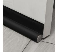 Striscia di tenuta inferiore della porta per uso domestico e alberghiero, resistente alle intemperie, vento e polvere, costruzione in schiuma di pelle, 96 cm Leng tagliabile (nero)