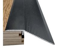 Striscia di transizione antiscivolo in alluminio per pavimenti, 120 cm, colore nero, resistente protezione per bordi riduttori per pavimenti senza cuciture, perfetta per porte e bagni, ideale per uso