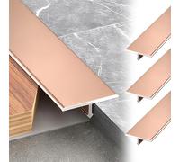 Striscia di transizione con profilo a T tagliabile, separatore piatto per il collegamento di giunti del pavimento, soglie delle portiere, set da 3 pezzi (oro rosa, 12 mm)