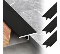 Striscia di transizione con profilo a T tagliabile, separatore piatto per il collegamento di giunti di pavimento, soglie delle portiere, set da 3 pezzi (nero, 33 mm)