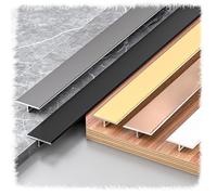 Striscia di transizione con stampaggio a T da 3 pezzi Strisce di alluminio da 39,4 pollici soglia for porte da legno a piastrelle Strisce di collegamento for gap nel pavimento(Black,8mm)