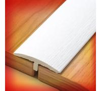 Striscia di transizione del pavimento con modanatura a T in PVC, riduttore soglia autoadesivo for unire gli spazi vuoti , striscia divisoria piatta , rampa rivestimento bordo della porta(White)