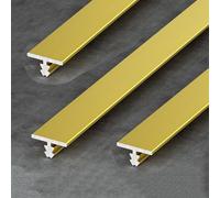 Striscia di transizione for pavimento a forma di T in alluminio da 3 pezzi, striscia divisoria piatta da 39,4 pollici for unire gli spazi vuoti del pavimento, assi di pavimento in laminato(Gold)