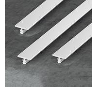Striscia di transizione for pavimento a forma di T in alluminio da 3 pezzi, striscia divisoria piatta da 39,4 pollici for unire gli spazi vuoti del pavimento, assi di pavimento in laminato(Silver)