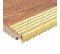 Striscia di transizione in ottone per scale a L, protezione per bordi gradini, barra antiscivolo per gradini, striscia di rivestimento per soglia della porta dorata