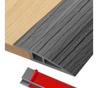 Striscia di transizione per pavimenti, autoadesiva, 91,4 cm, rampe per soglie per porte, riduttore dei bordi, striscia di transizione per porta/pavimento (grana del legno grigio scuro, 1,1 cm (H))