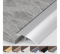 Striscia di Transizione per Pavimento Alluminio Adatta per Soglie, Rampe, Mattonelle, Parquet e Laminate, Colmare la Differenza di Altezza tra 8-30 mm，90cm 2Pcs(Silver White,4.2cm(W))
