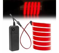 Striscia elettroluminescente El Light con batteria 3 V, luce per ambienti interni/esterni, luce decorativa ideale per feste, Halloween, decorazione fai da te rossa (senza batteria)