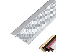 Striscia extra lunga per pavimenti, tagliabile, per porte in piastrelle in legno e pavimenti irregolari, 120 cm, colore: argento, 120 cm