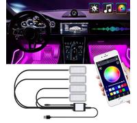 STRISCIA INTERNI AUTO LED RGB APP LUCI VANO PIEDI ATMOSFERA AMBIENTE USB 5V