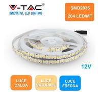 Strip led 12V, bianco caldo 3000K, 5 metri, SMD2835, 17W/m, 204 led/m, V-tac [EEK: F]