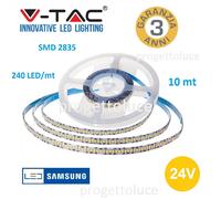 STRISCIA LED 1200LED V-Tac SMD Bobina 10mt Strip 2835 24V ALTA LUMINOSITA' IP20 [EEK: A+]