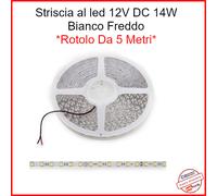 Striscia LED 12V Bianca a strip Auto freddo 6000k Bobina 5 metri corda luci smd