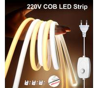 Striscia LED 220V autoadesiva con dimmer COB Strisce luminose a LED Nastro flessibile per camera, cucina, giardino esterno